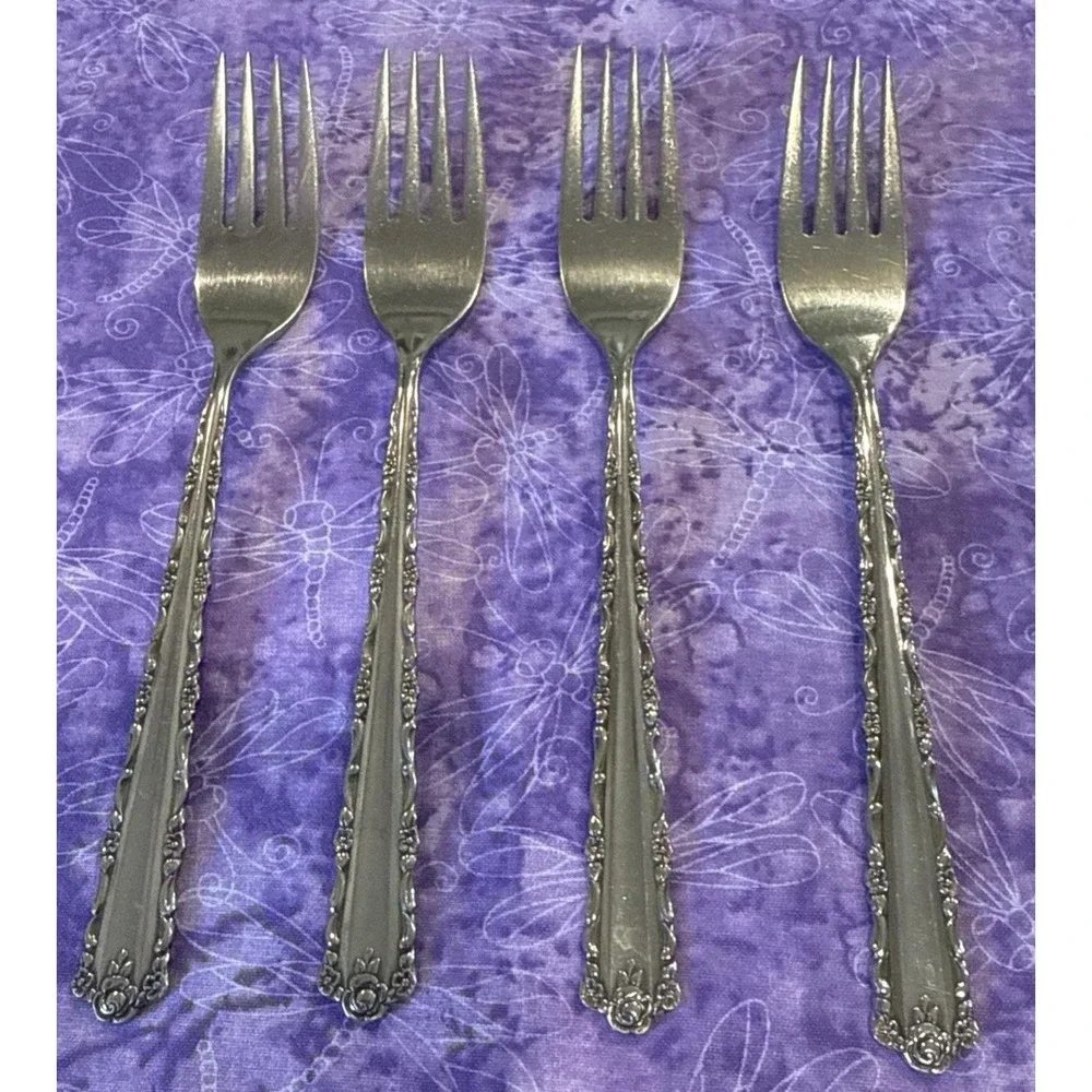 Oneida Cherie Dinner Forks‎ Fork Stainless Steel Flatware Set Of 4